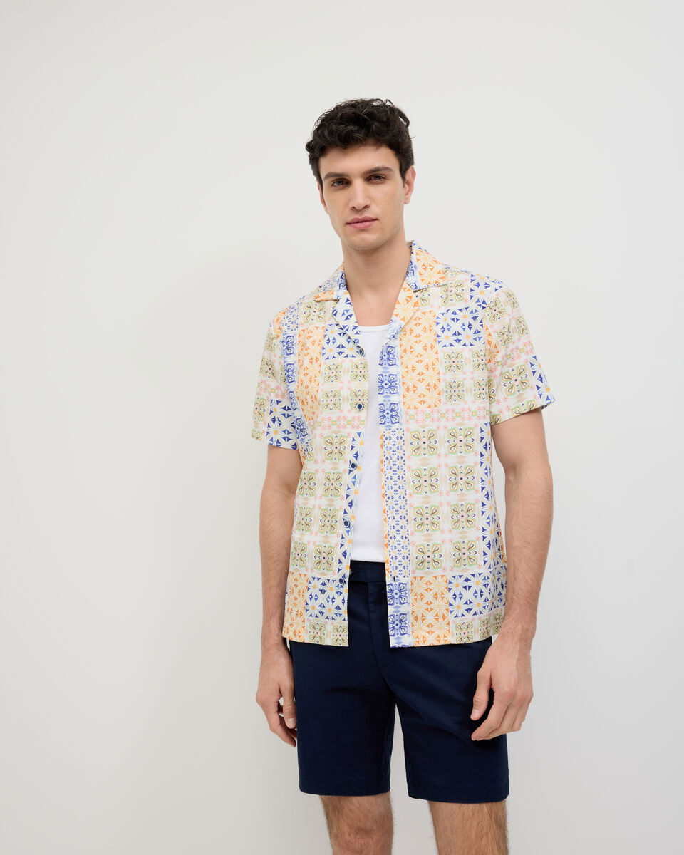 Tapestry Print Short Sleeve Shirt, Multi, hi-res